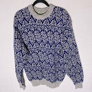 Vintage 90s Ash Creek Trading Grey Blue Cotton Wool  Knit Crew Neck Sweater M